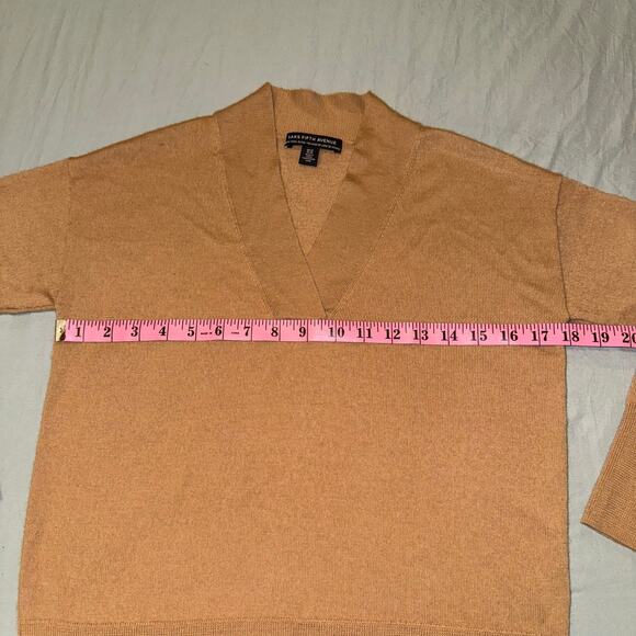 Philosophy Saks Fifth Avenue V Neck Sweater Tan Brown Women's XS Marino Wool - Picture 4 of 7